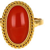 Anello - 18 carati Oro giallo Corallo