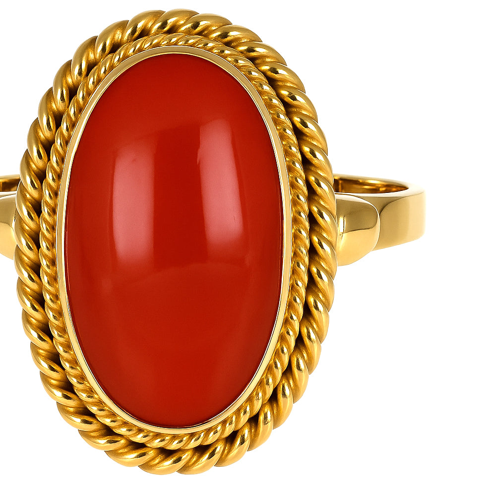 Anello - 18 carati Oro giallo Corallo