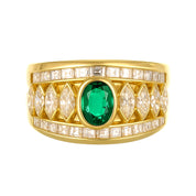 Anello - 18 carati Oro giallo - 2.30ct. tw. Smeraldo - Diamante