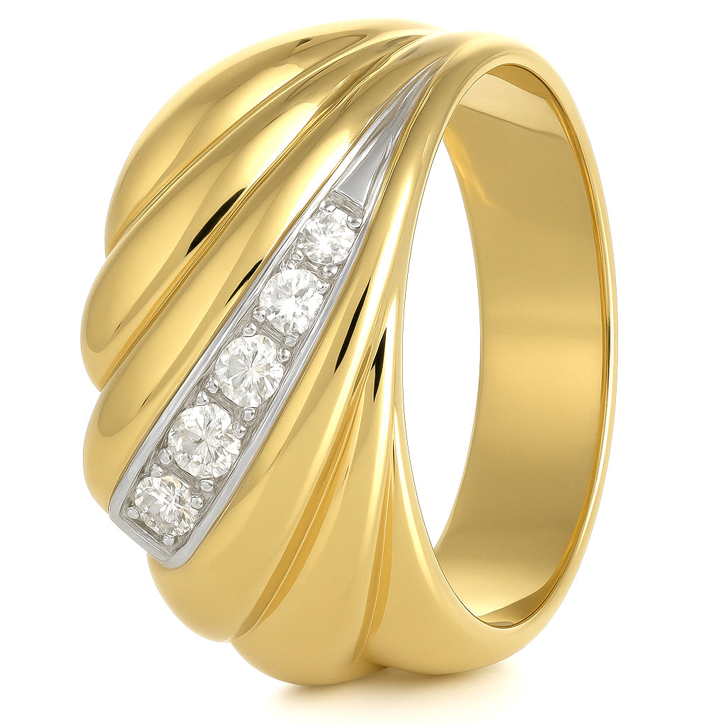 Anello - 18 carati Oro bianco, Oro giallo - 0.10ct. tw. Diamante (Naturale)