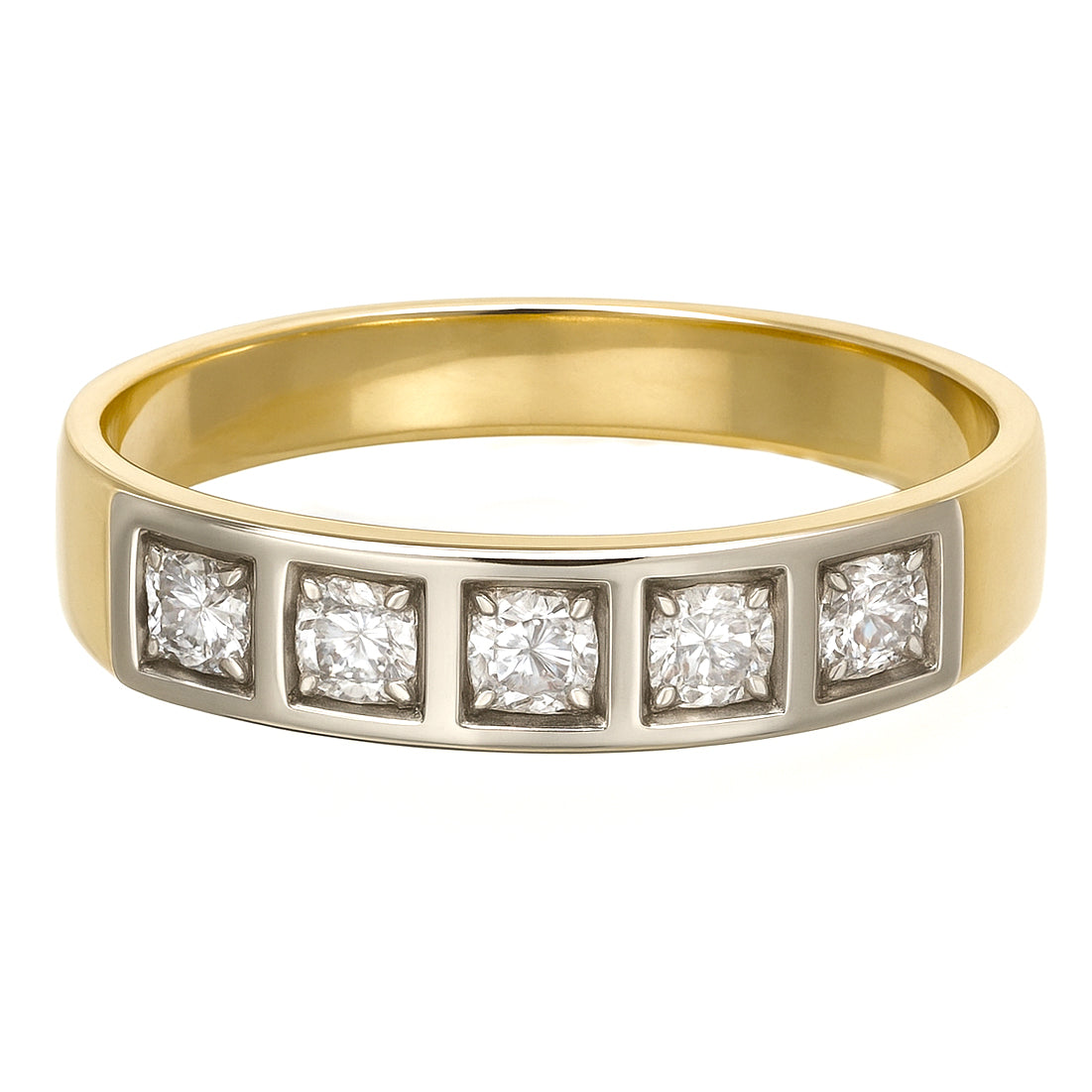 Anello - 18 carati Oro bianco, Oro giallo - 0.08ct. tw. Diamante (Naturale)