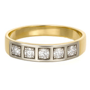 Anello - 18 carati Oro bianco, Oro giallo - 0.08ct. tw. Diamante (Naturale)