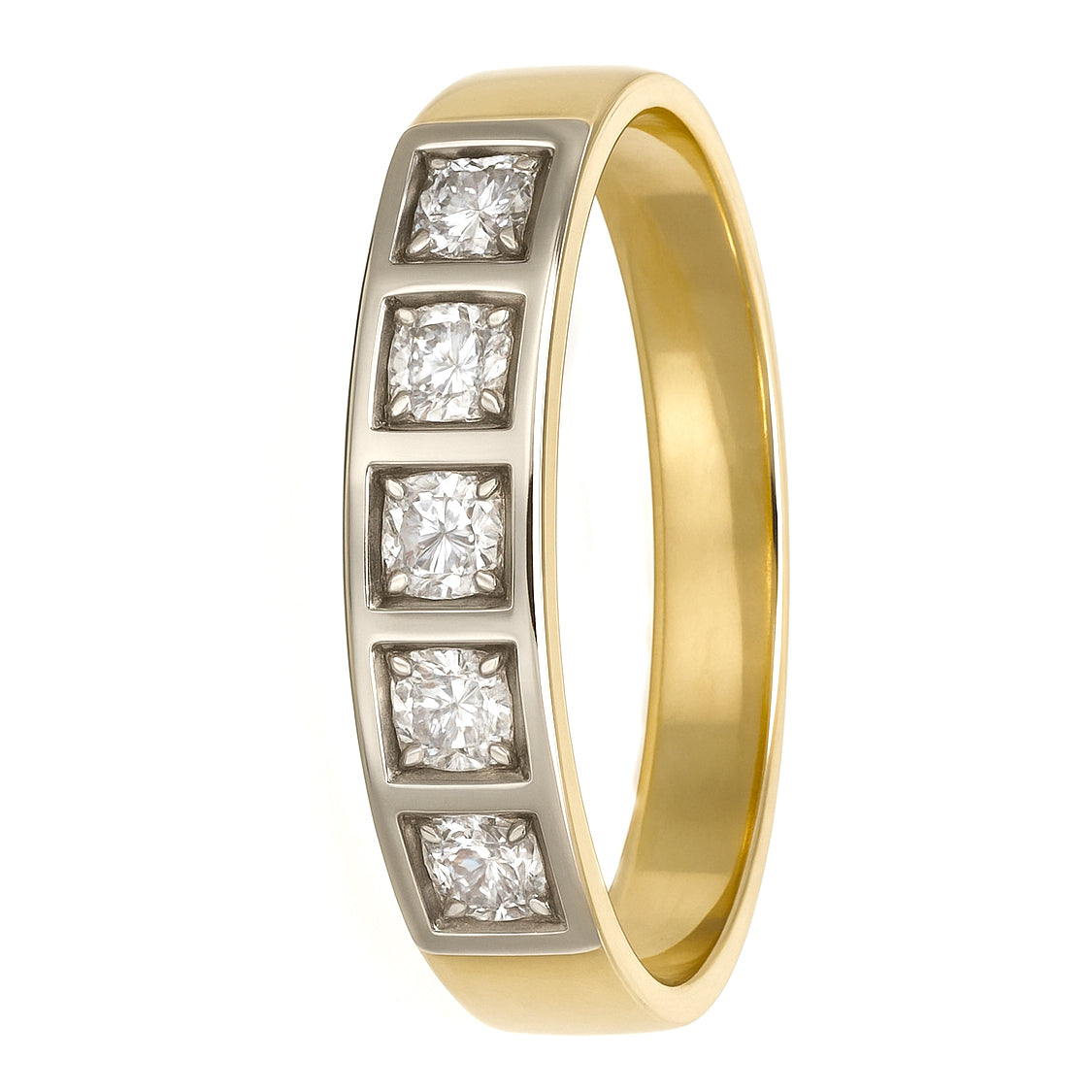 Anello - 18 carati Oro bianco, Oro giallo - 0.08ct. tw. Diamante (Naturale)