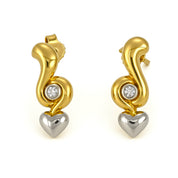 Orecchini - 18 carati Oro giallo, Oro bianco - 0.03ct. tw. Diamante (Naturale)