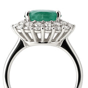 Anello - 18 carati Oro bianco - 3.70ct. tw. Smeraldo - Diamante