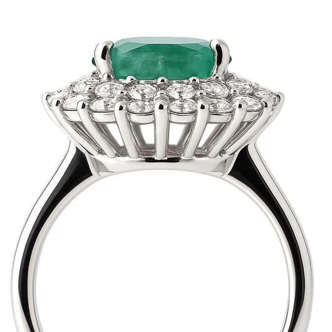 Anello - 18 carati Oro bianco - 3.70ct. tw. Smeraldo - Diamante