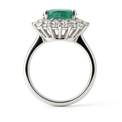 Anello - 18 carati Oro bianco - 3.70ct. tw. Smeraldo - Diamante