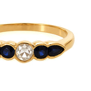 Anello - 18 carati Oro giallo - 0.52ct. tw. Zaffiro - Diamante