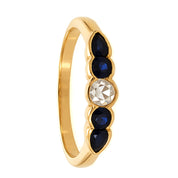 Anello - 18 carati Oro giallo - 0.52ct. tw. Zaffiro - Diamante