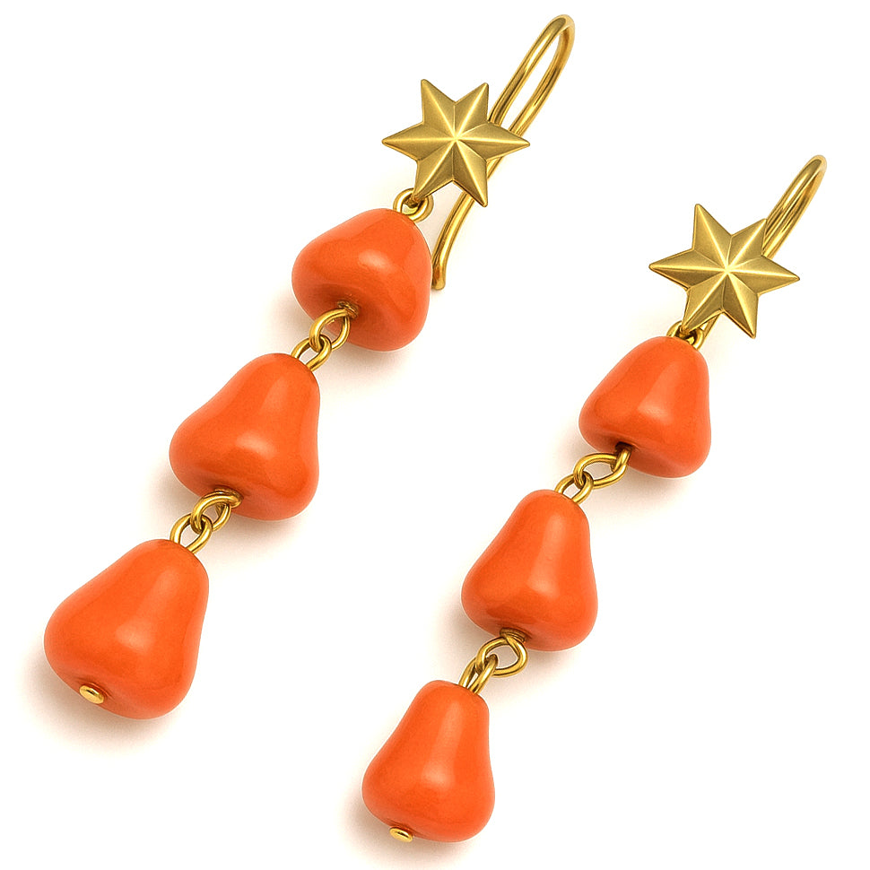 Orecchini - 18 carati Oro giallo - Corallo