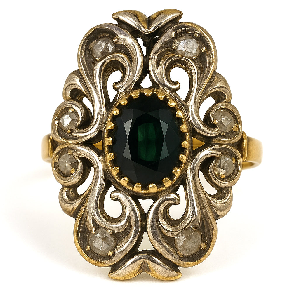 Anello in Oro Giallo ,Oro Bianco 18 carati -zaffiro Diamanti