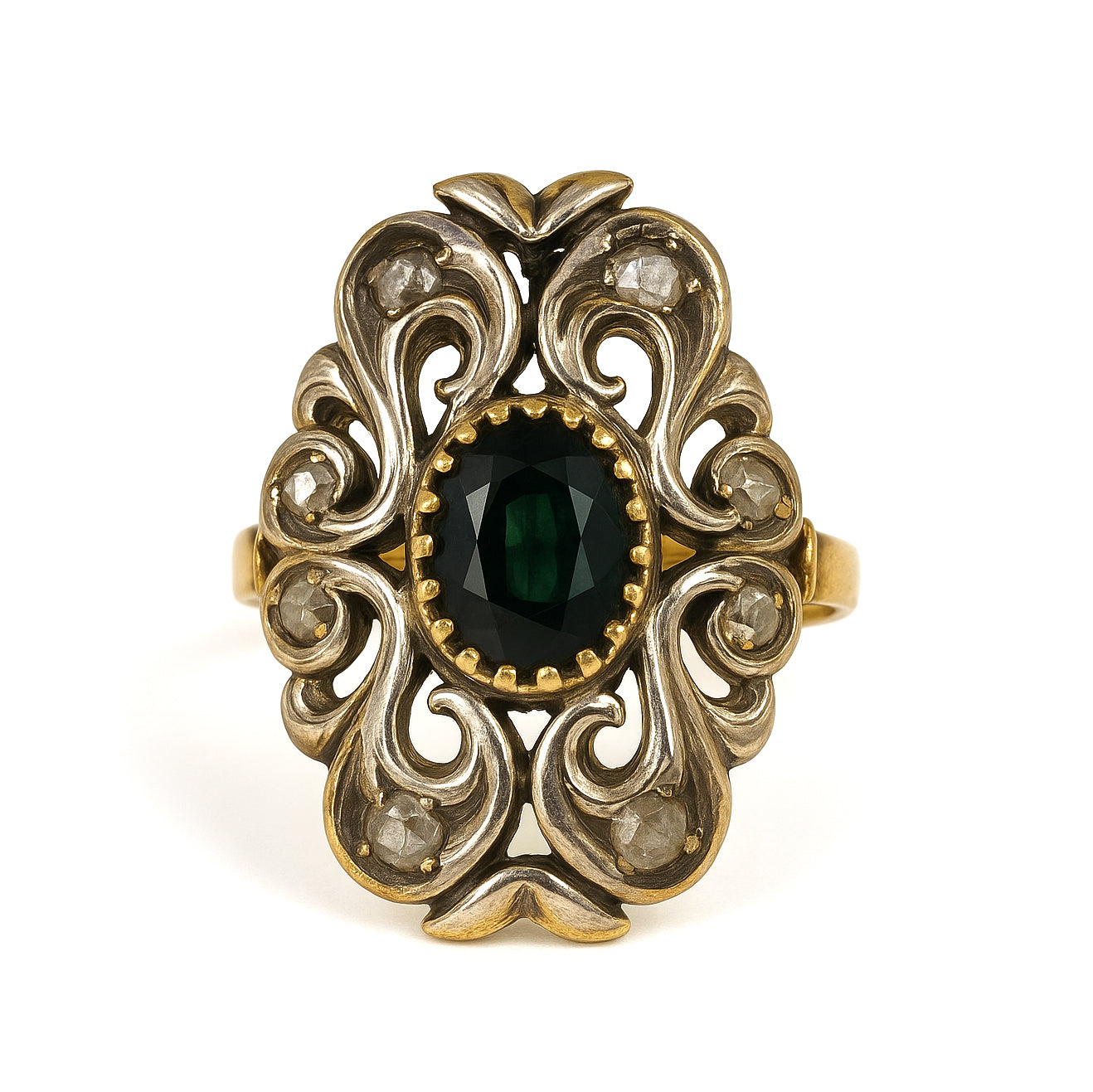 Anello in Oro Giallo ,Oro Bianco 18 carati -zaffiro Diamanti