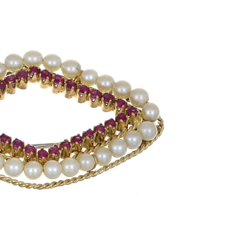 Spilla - 18 carati Oro giallo - 8.00ct. tw. Rubino - Perla