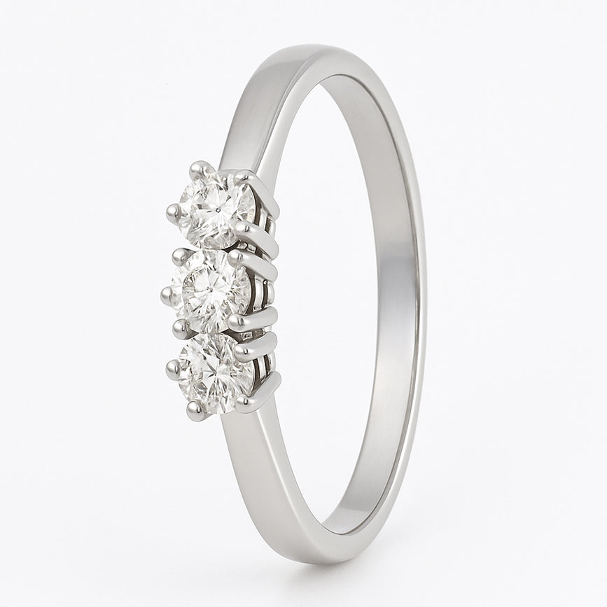 Anello - 18 carati Oro bianco - 0.18ct. tw. Diamante (Naturale)