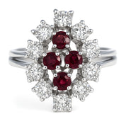 Anello - 18 carati Oro bianco - 1.46ct. tw. Rubino - Diamante