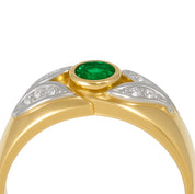 Anello - 18 carati Oro bianco, Oro giallo - 0.42ct. tw. Smeraldo - Diamante