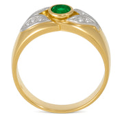 Anello - 18 carati Oro bianco, Oro giallo - 0.42ct. tw. Smeraldo - Diamante