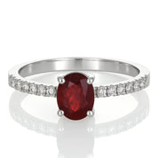 Anello - 18 carati Oro bianco - 1.28ct. tw. Rubino - Diamante