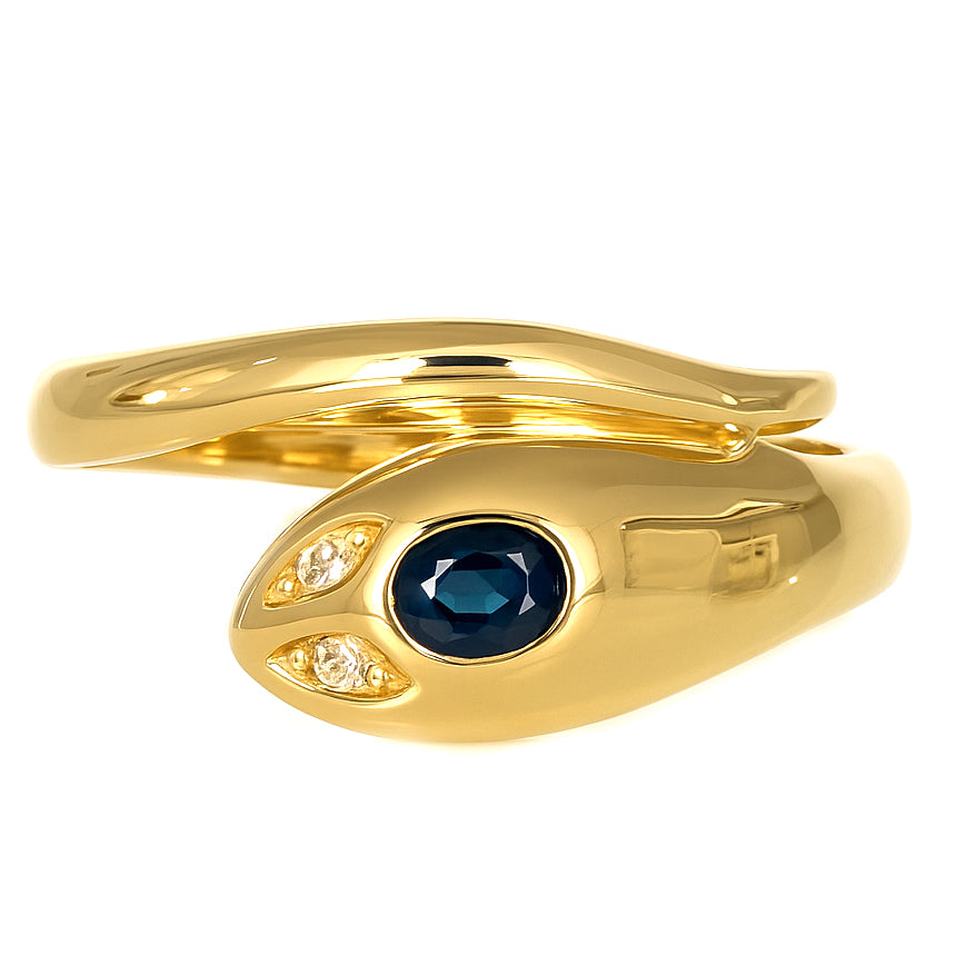 Anello - 18 carati Oro giallo - 0.11ct. tw. Zaffiro - Diamante