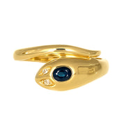 Anello - 18 carati Oro giallo - 0.11ct. tw. Zaffiro - Diamante