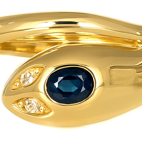 Anello - 18 carati Oro giallo - 0.11ct. tw. Zaffiro - Diamante