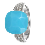 Anello - 18 carati Oro bianco - 5.32ct. tw. Turchese - Diamante