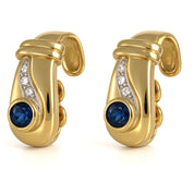 Orecchini - 18 carati Oro bianco, Oro giallo - 0.33ct. tw. Zaffiro - Diamante