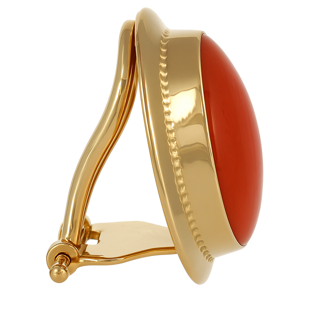 Orecchini - 18 carati Oro giallo - Corallo