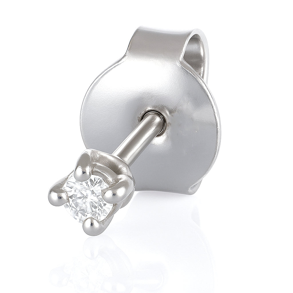 Orecchino singolo in Oro bianco 18 carati- Diamante