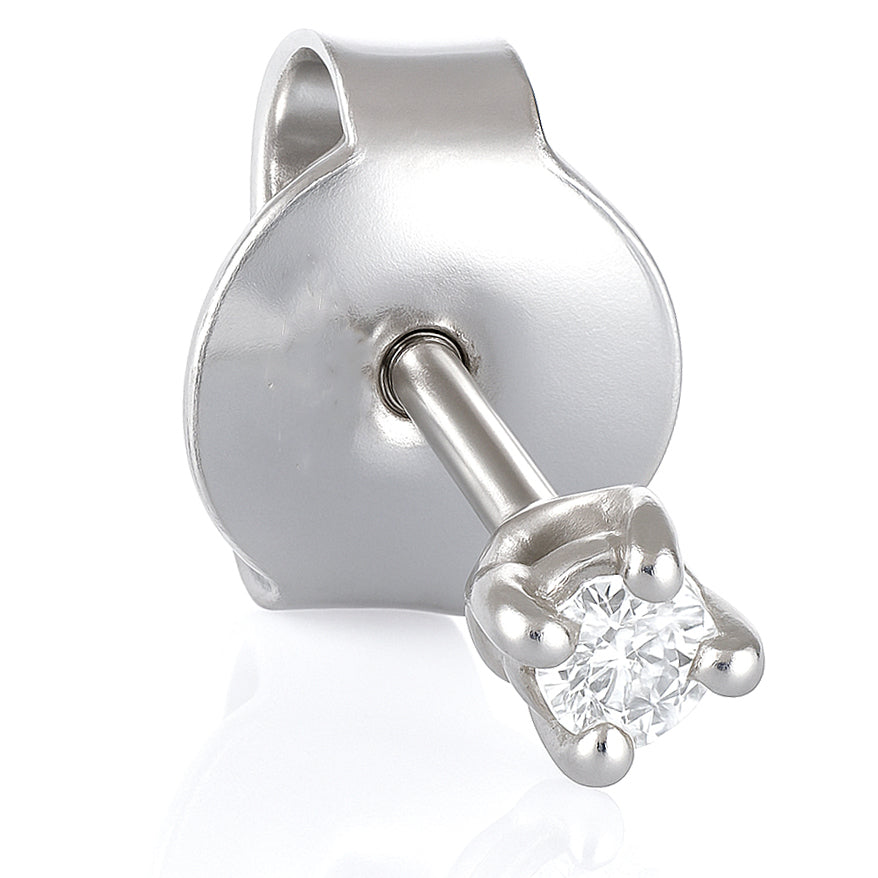 Orecchino singolo in Oro bianco 18 carati- Diamante