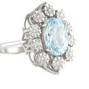 Anello - 18 carati Oro bianco - 1.95ct. tw. Acquamarina - Diamante