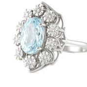 Anello - 18 carati Oro bianco - 1.95ct. tw. Acquamarina - Diamante