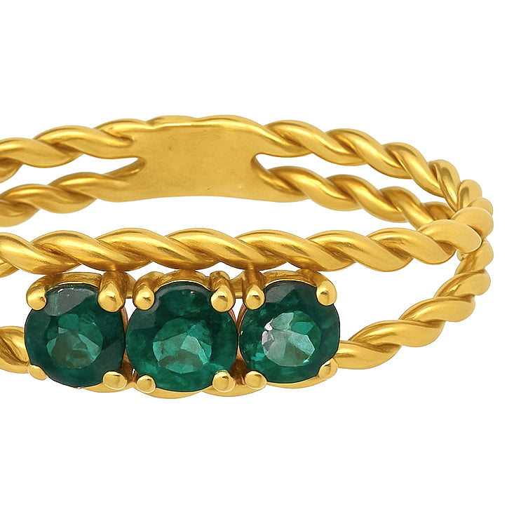 Anello - 18 carati Oro giallo - 0.43ct. tw. Smeraldo