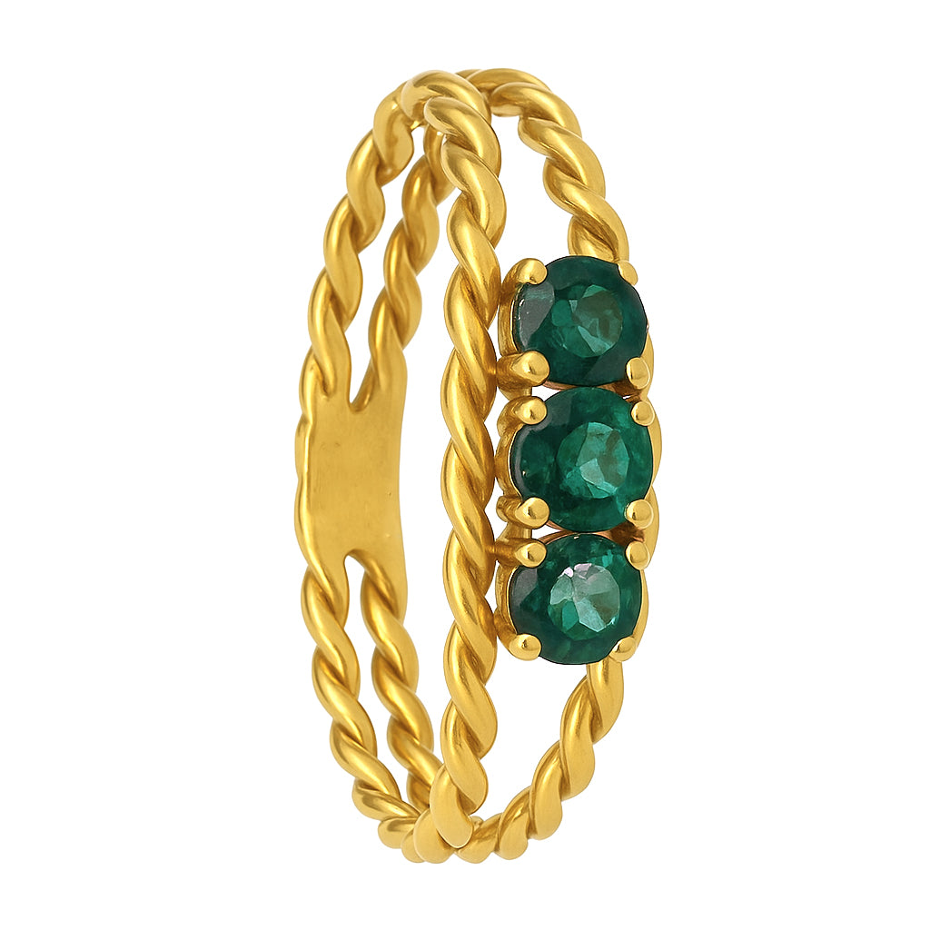 Anello - 18 carati Oro giallo - 0.43ct. tw. Smeraldo