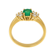 Anello - 18 carati Oro giallo - 0.92ct. tw. Smeraldo - Diamante