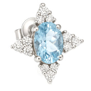 Orecchini - 18 carati Oro bianco - 1.72ct. tw. Acquamarina - Diamante