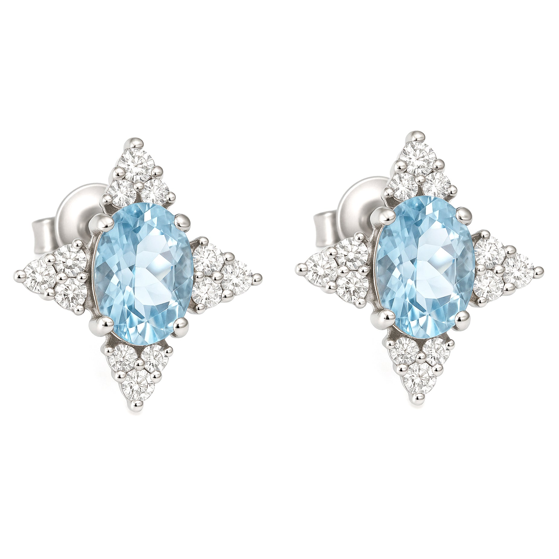 Orecchini - 18 carati Oro bianco - 1.72ct. tw. Acquamarina - Diamante
