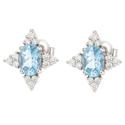 Orecchini - 18 carati Oro bianco - 1.72ct. tw. Acquamarina - Diamante
