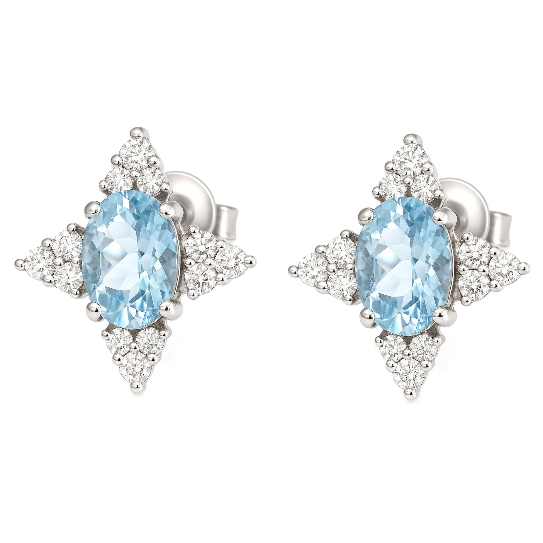 Orecchini - 18 carati Oro bianco - 1.72ct. tw. Acquamarina - Diamante