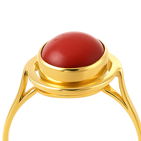 Anello - 18 carati Oro giallo Corallo