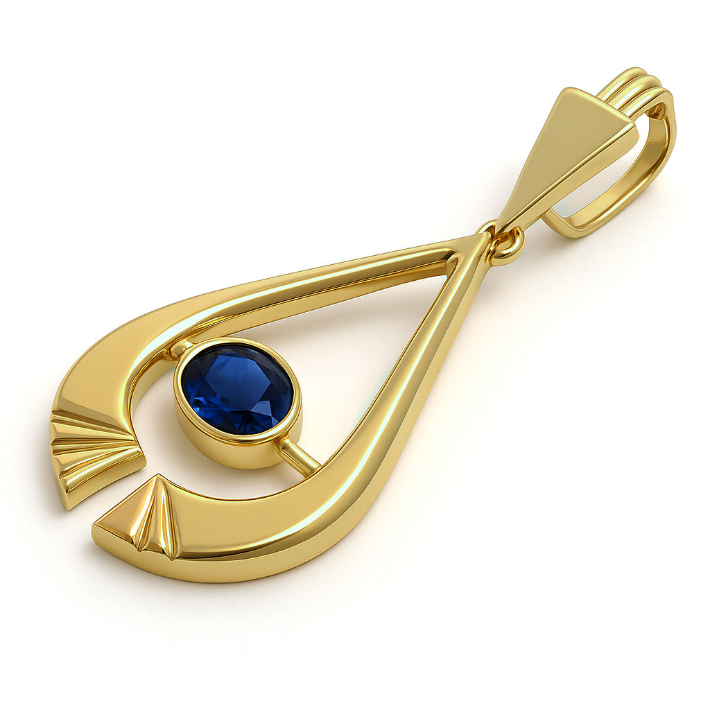 Ciondolo - 18 carati Oro giallo - 0.85ct. tw. Zaffiro