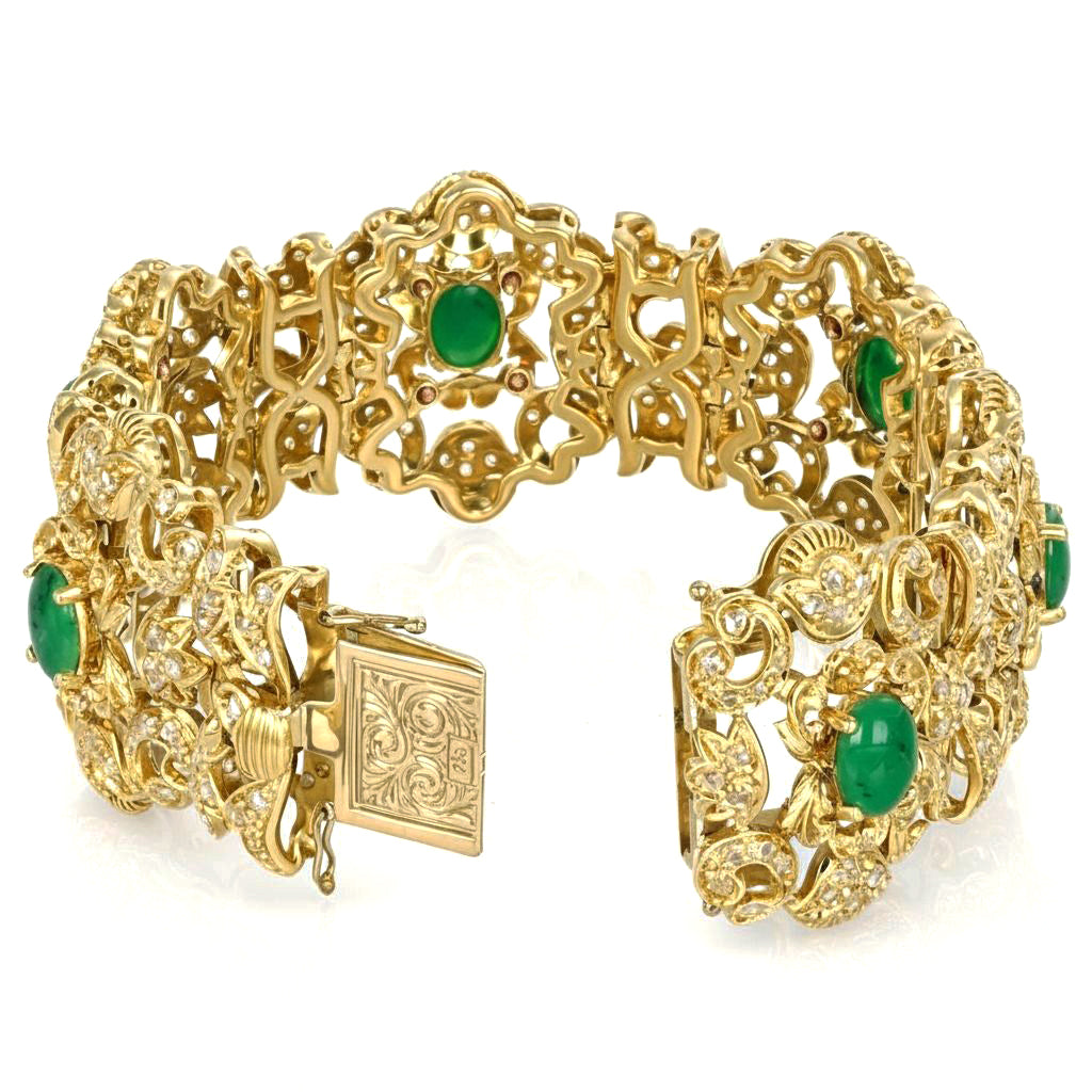 Bracciale - 18 carati Oro giallo - 7.50ct. tw. Giada - Diamante