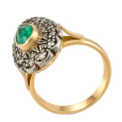 14 carati  Oro giallo, Argento 925- Anello - 1.10 ct Smeraldo - Ct 0.55 Diamanti