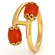 Anello - 18 carati Oro giallo Corallo