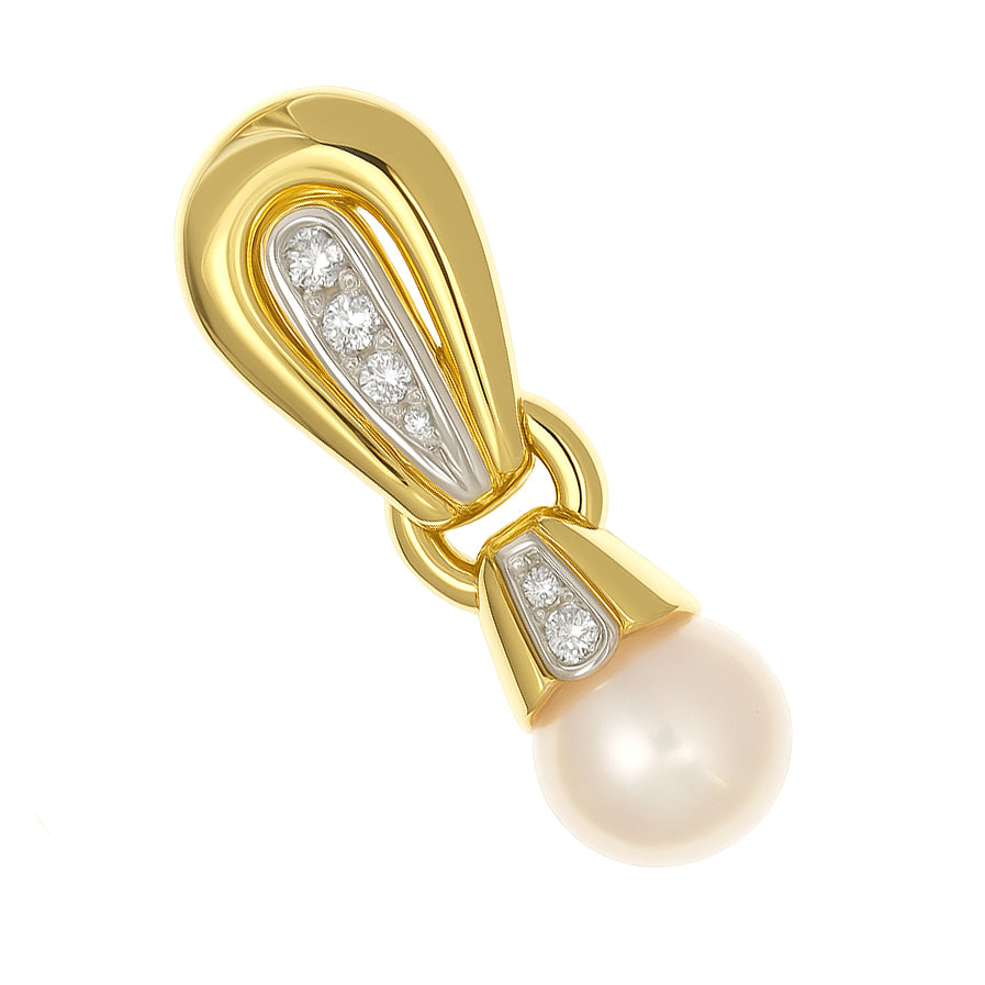 Orecchini - 18 carati Oro bianco, Oro giallo - 0.12ct. tw. Diamante (Naturale) - Perla