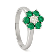 Anello - 18 carati Oro bianco - 0.85ct. tw. Smeraldo - Diamante