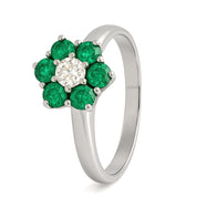 Anello - 18 carati Oro bianco - 0.85ct. tw. Smeraldo - Diamante