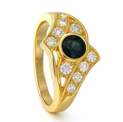 Anello - 18 carati Oro giallo - 0.64ct. tw. Zaffiro - Diamante