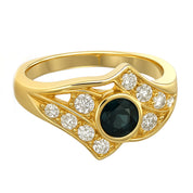 Anello - 18 carati Oro giallo - 0.64ct. tw. Zaffiro - Diamante