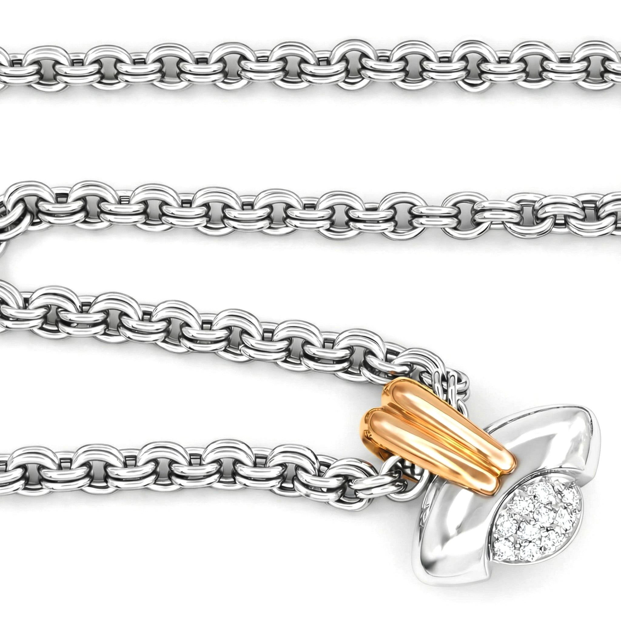 Collana con ciondolo - 18 carati Oro bianco, Oro rosa - 0.30ct. tw. Diamante (Naturale)